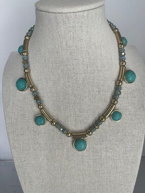 Premier Designs Gold-Tone Necklace with Turquoise Stones